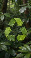 Obraz premium Recycle Symbol in Forest Eco Friendly Concept