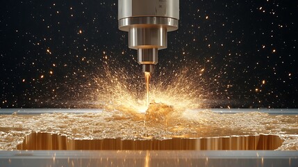 Close-up of Metal Cutting with Sparks