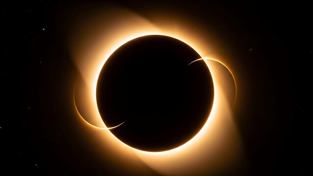 Total Solar Eclipse Sun's Corona Shines Brightly Around Moon.