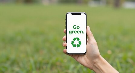 Go Green Mobile Phone Concept Recycle Symbol Outdoors
