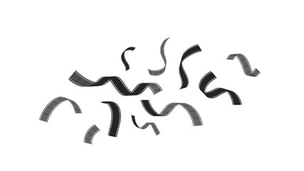 Falling film strips create a dynamic and celebratory effect, suggesting cinema, memories, and the magic of storytelling.