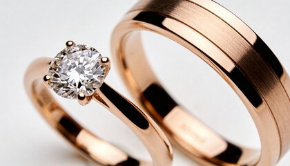 Engagement ring isolated on a white background in a clean style, highlighting clarity, elegance, and timeless appeal ideal for proposals, weddings.