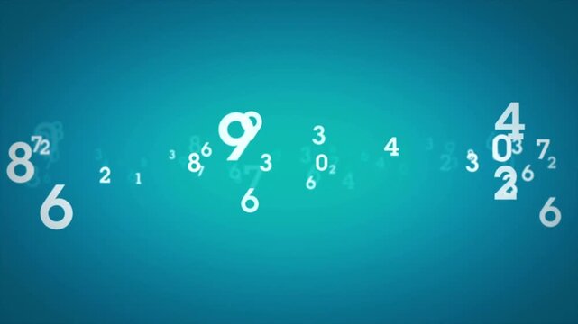Digital floating numbers and digits animation representing big data analysis finance technology statistics abstract blue background video