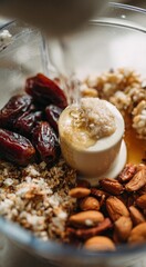 Healthy food blend of ingredients for delicious, nutritious treat.