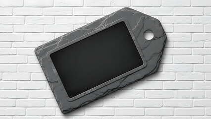 An Empty Price Tag Icon as a Slate Roofing Shingle with a Chalkboard-Painted Rectangle for Chalk Pricing