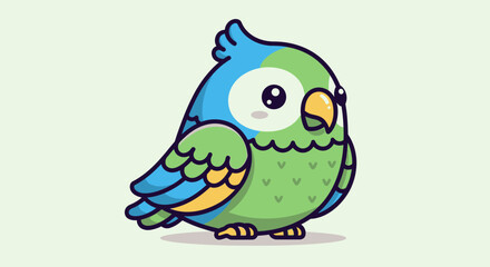 Cute cartoon parrot bird illustration with vibrant colors and playful design