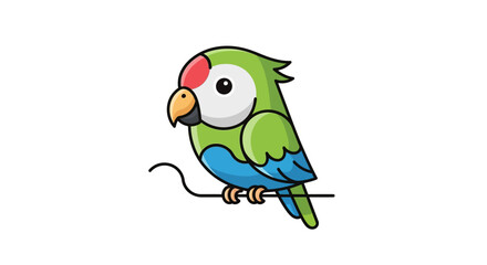 Cute Cartoon Parrot Illustration with Bright Colors and Simple Design