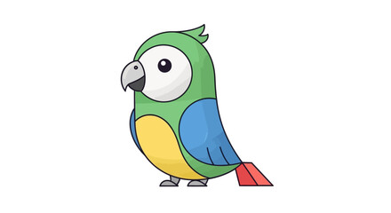 Cute cartoon parrot with colorful feathers and playful expression in a digital illustration style