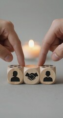 Partnership Concept Handshake Dice with People Icons