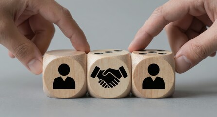 Business Partnership Concept Handshake Dice Showing Collaboration