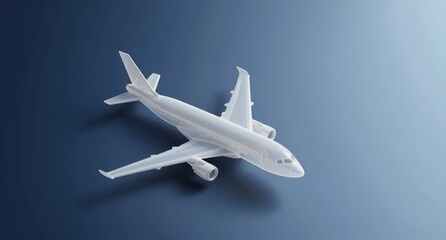 Modern Airplane Model on Blue Gradient Background Stock Image