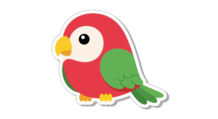 Cute cartoon parrot with vibrant red green and yellow colors on a plain background