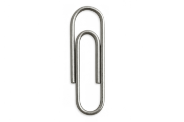 Single paper clip, a metal fastener and office supply, providing organization and connection on transparent background