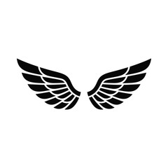 Fototapeta premium A simple black and white illustration depicting a pair of spread wings