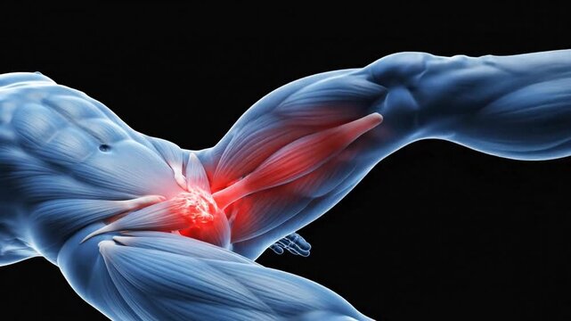 Dynamic 3D Anatomy Animation: Biceps Muscle Strain and Pain Visualization