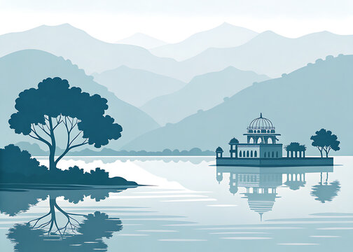 Mehrangarh Fort Jodhpur, minimalist vector illustration