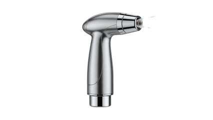 Shiny silver electric toothbrush on a transparent background, isolated on transparent background with studio lighting, showcasing sleek design and modern