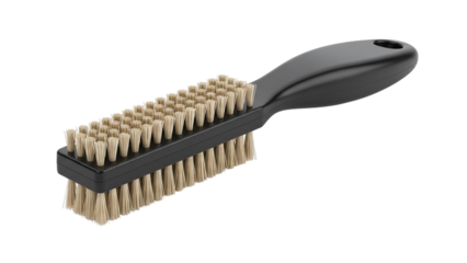 Black handled brush with tan bristles, angled on transparent background, studio lighting, high resolution