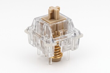 Mechanical Keyboard Switch Close-Up on White Background, Premium Gaming and Typing Accessory