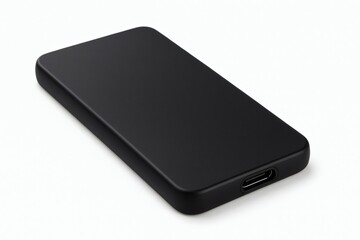 Portable SSD Drive on White Background, Sleek External Solid State Storage Device