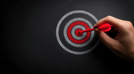 Red Dart Hitting Center of Chalk Target