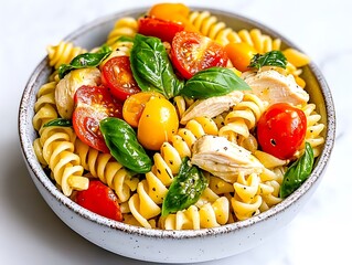 Delicious Rotini Pasta Salad with Chicken and Cherry Tomatoes