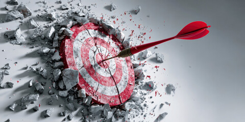 Red Dart Shattering Concrete Target