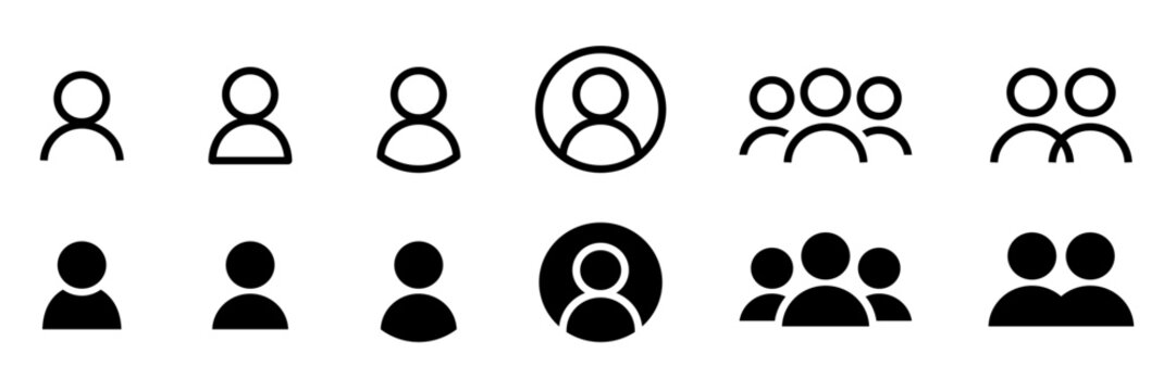 ユーザー、人々、アイコンセット。アバターのベクターイラストデザイン