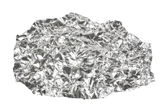 crumpled piece of tin foil or aluminum foil texture isolated on white or transparent png