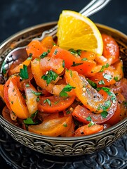 Delicious Tomato and Herb Salad in Ornate Bowl