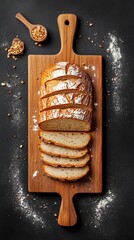 Artisan Bread Loaf Sliced on Wooden Board