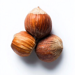 Hazelnuts on White Background Close-Up