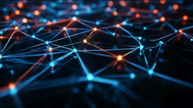 Digital Neural Network with Interconnected Data Points | AI and Machine Learning Architecture Visualization | Futuristic Tech and Big Data Concept

