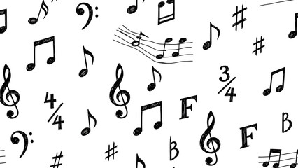 Obraz premium Hand drawn style musical symbols pattern for design