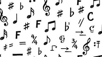 Obraz premium Creative musical composition pattern with sharps and flats