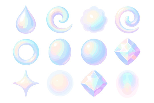 Smooth icon gleam pastel vector collection shimmer glowing pearl halo opal gemstone