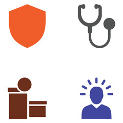Health protection and medical care icons set