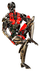 3D Rendering Male Robot on White