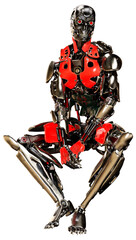 3D Rendering Male Robot on White