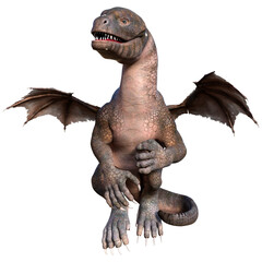 3D Rendering Fairy Tale Dragon on White