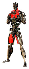 3D Rendering Male Robot on White