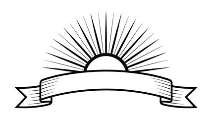 Vintage sunburst emblem with ribbon banner a classic design element