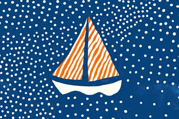 Colorful Sailboat on a Starry Background