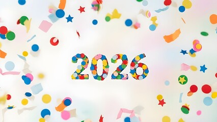 2026 Colorful Confetti Dots Background - Festive Cutout Number, Celebration Pattern, Holiday Party Decor & Cheerful New Year Design