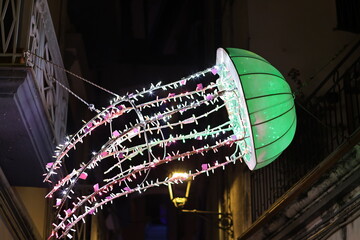 glowing jellifish at nigh, light