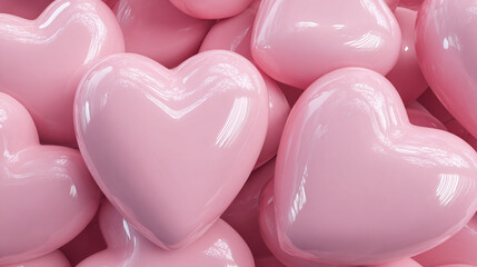 An elegant arrangement of pink hearts creates a soft and romantic backdrop, ideal for expressing affection, romance, or celebration of love.