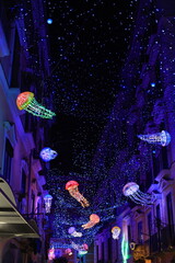 glowing jellifish at nigh, light