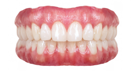 Displaying perfect white teeth alongside swollen gums highlighting gingivitis, emphasizing the importance of dental hygiene and the impact of oral health issues on well being