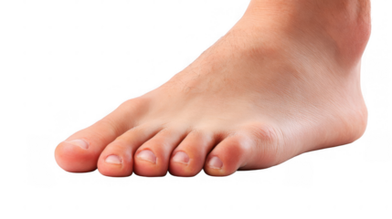 Male bare foot with transparent background, ready for compositing into any image for various design purposes, offering versatility and creative freedom