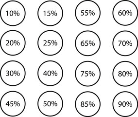 Fototapeta premium Black Circular Percentage Badges Icon Set.